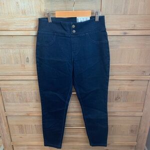 HUE Blue Jeggings High-Waisted Tapered Cropped